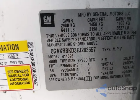 2014 Buick Enclave Leather из США, поврежденный, VIN 5GAKRBKD3EJ203557